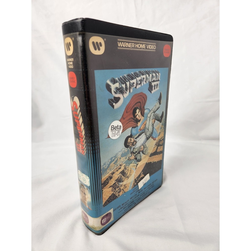 1983 Superman III Betamax BETA Video Cassette in Oversized Clamshell